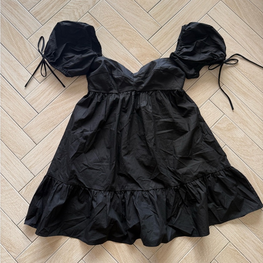 Structured Couture Inspired Black Puff Sleeve Min… - image 2